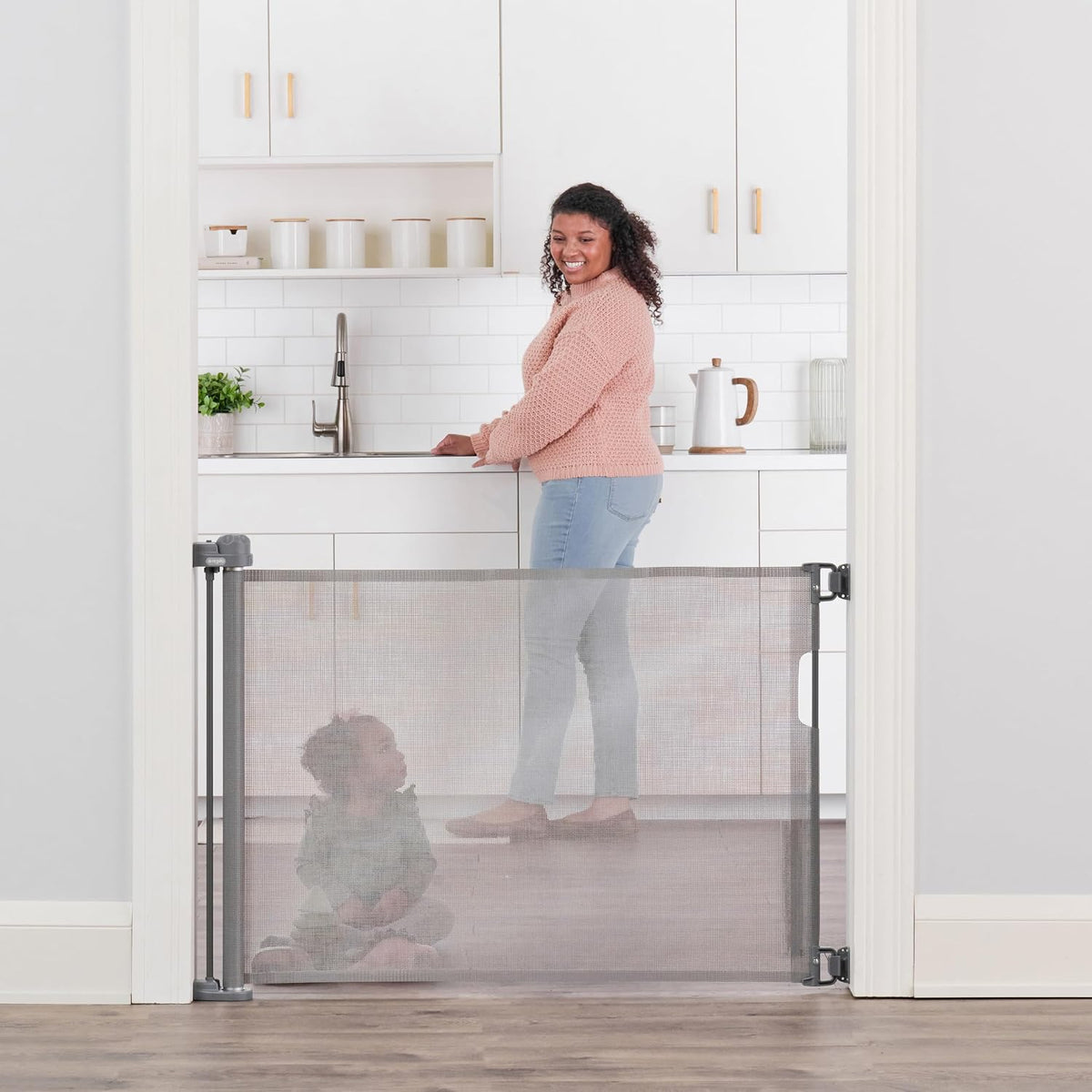 Regalo Safety 50" Retractable Mesh Baby Gate, Bottom of Stairs & Doorways