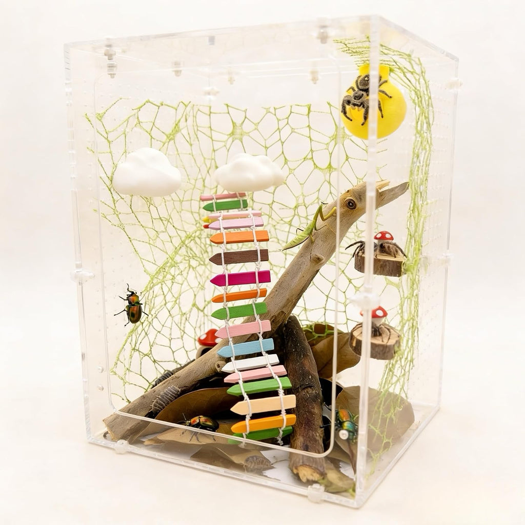Jumping Spider Habitat Decor Kit with Platforms, Hideouts & Accessories