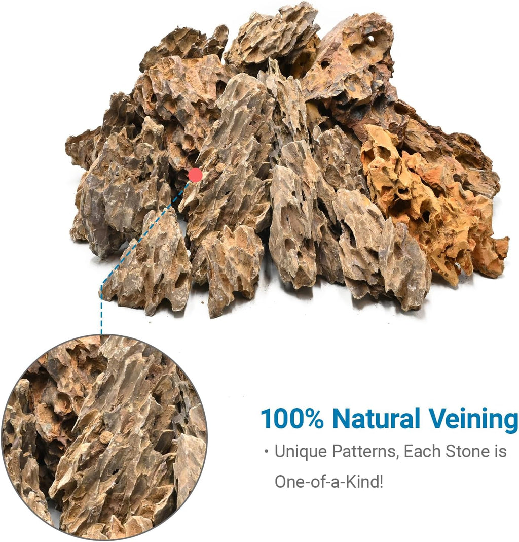Aquarium Rocks 5lb Dragon Stone for Aquariums Aquascaping Landscaping Model Fish Tanks Terrariums Vivariums Decoration Paludarium Amphibian Enclosures-2-4 Inches