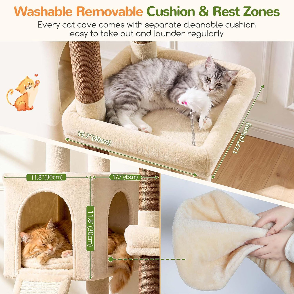 Globlazer Heavy Duty Cat Tower for Indoor Cats 20lb, 73in, S73B, Beige