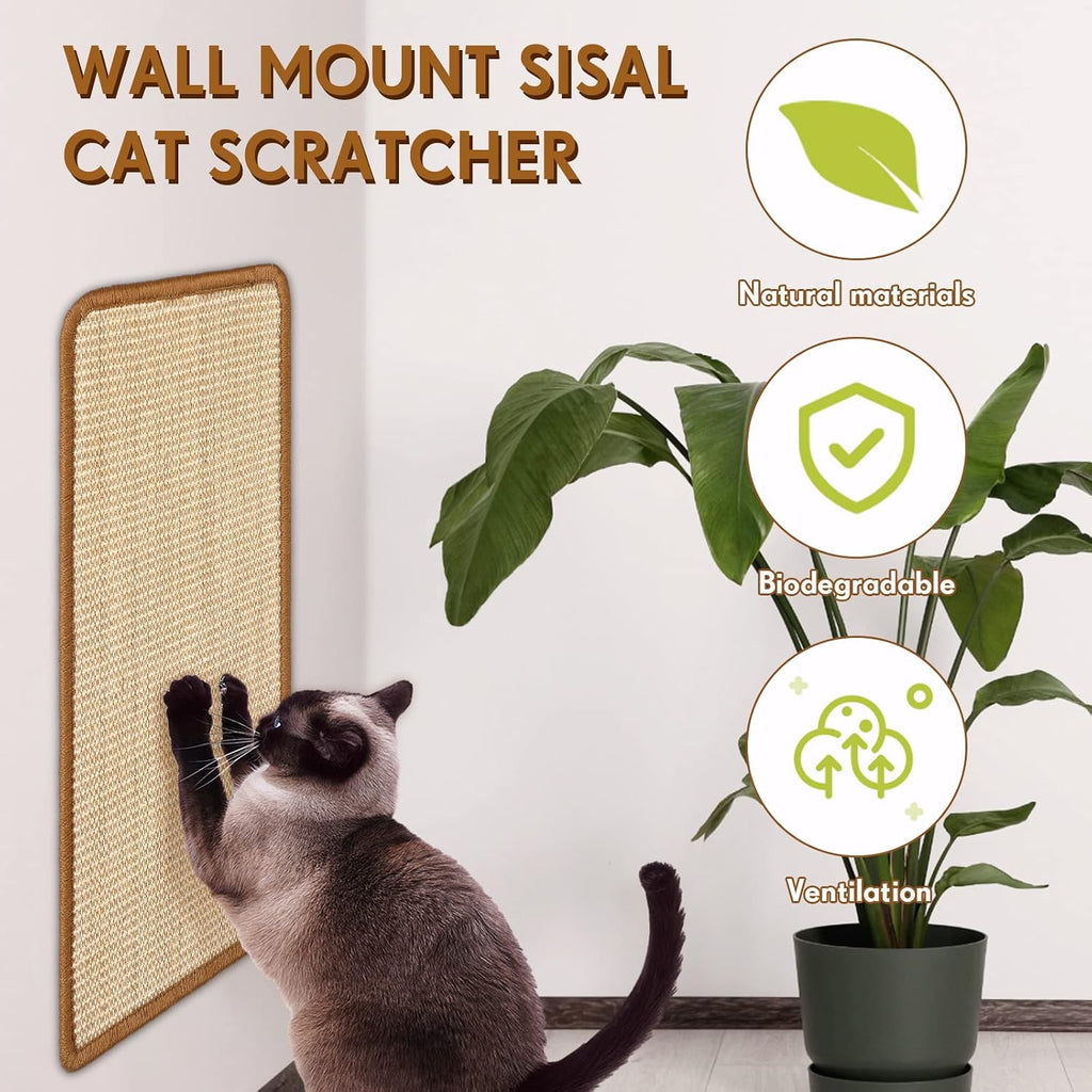 Mixweer 3 Pcs Wall Cat Scratcher Mat 19.7 x 9.8" Mounted Scratching Pad