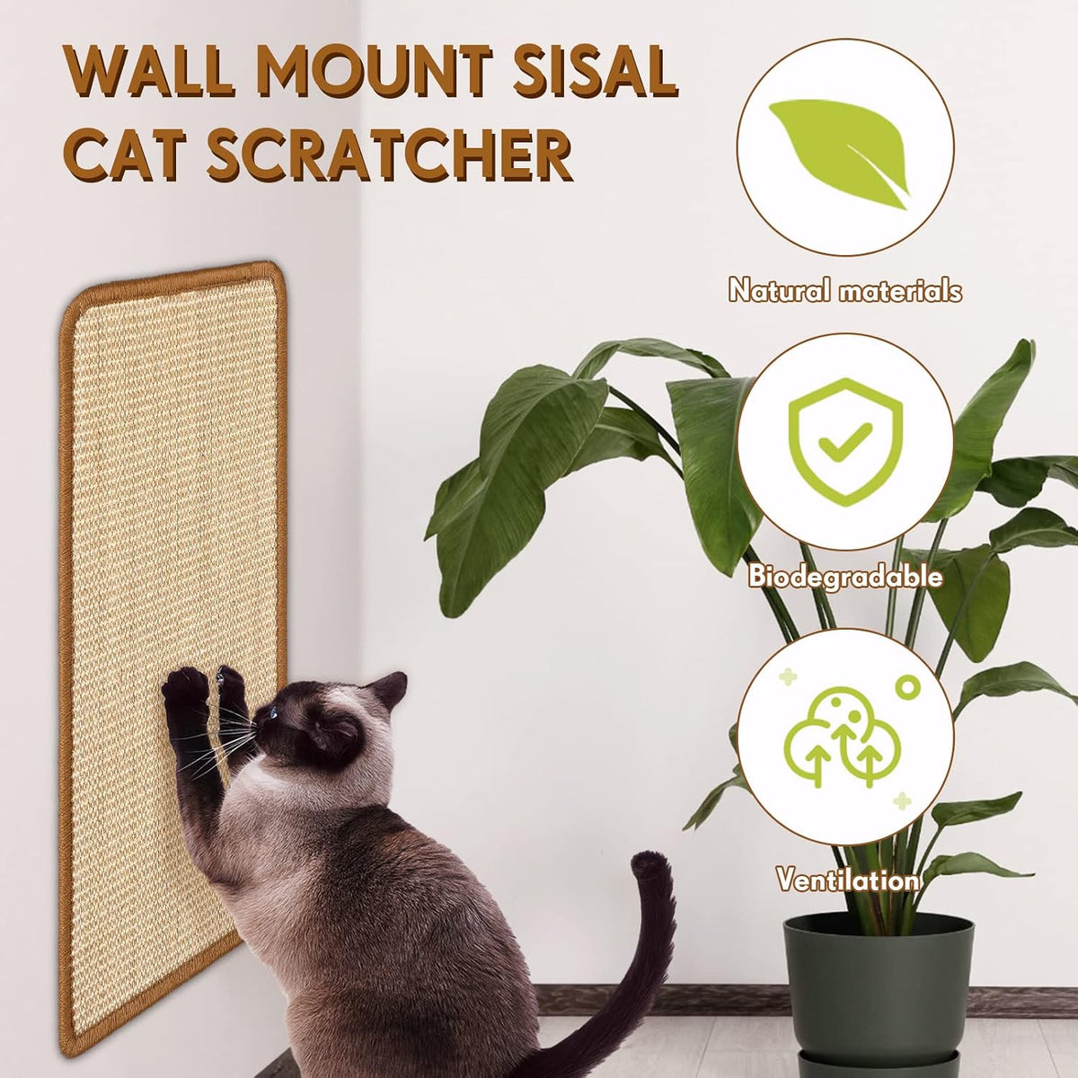 Mixweer 3 Pcs Wall Cat Scratcher Mat 19.7 x 9.8" Mounted Scratching Pad