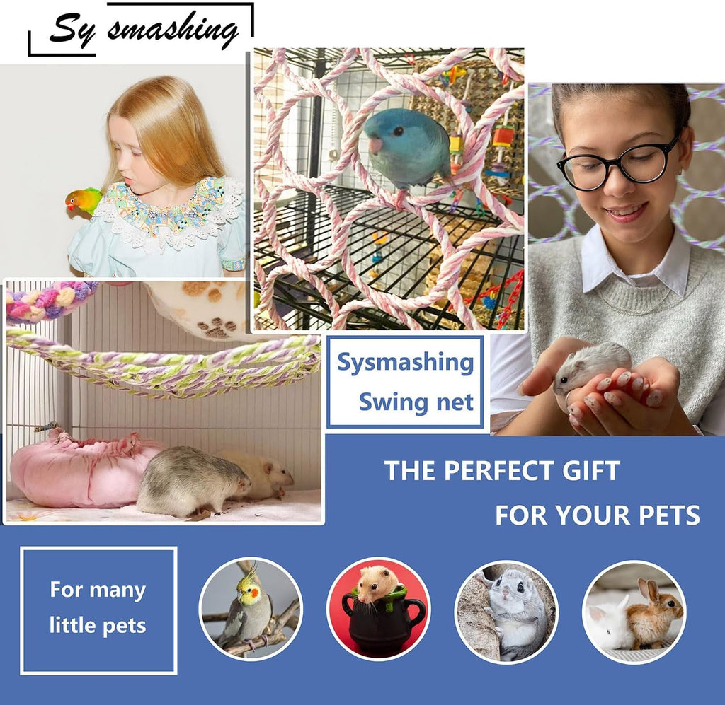 3 Pack Swing Hanging Toys,Bird Climbing Rope Net Ladders Small Medium Pet Activity Toy Suitable for Parakeet,Cockatiel,Cockatoo,Hamster,Rat,Ferret(Random Color)