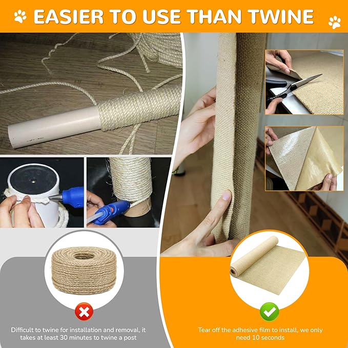 Jute 78.7"x15.8" Trimmable Cat Scratching Mat - Image 5