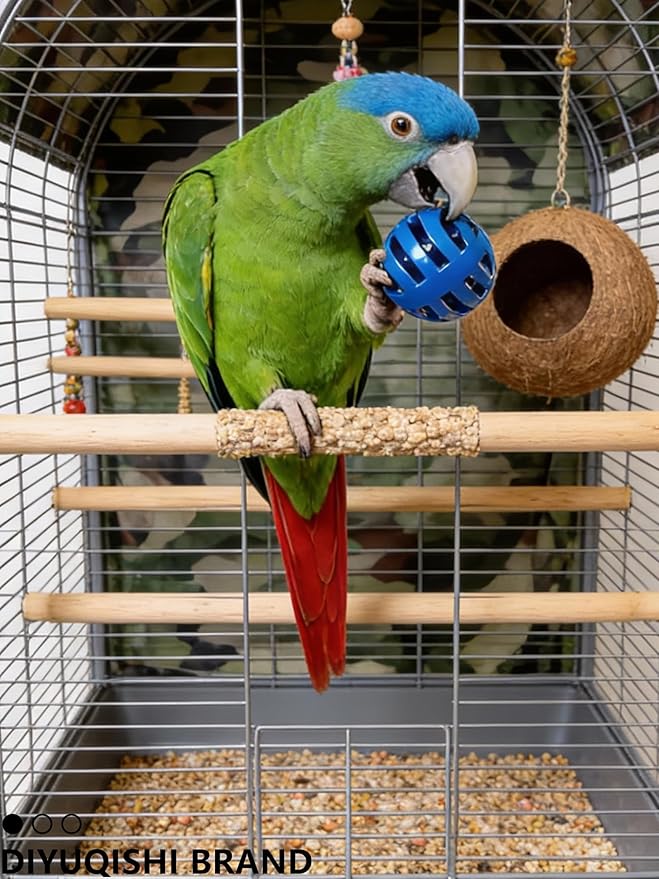 10-Pack Bird Toys for Parrots – Natural Rattan & Plastic Bell Balls – Safe - Image 8