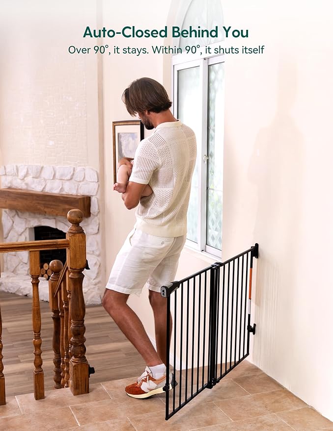 Babelio Baby Gate for Stairs, Kitchen & Doorways, No Bottom Bar| Easy Install| - Image 6