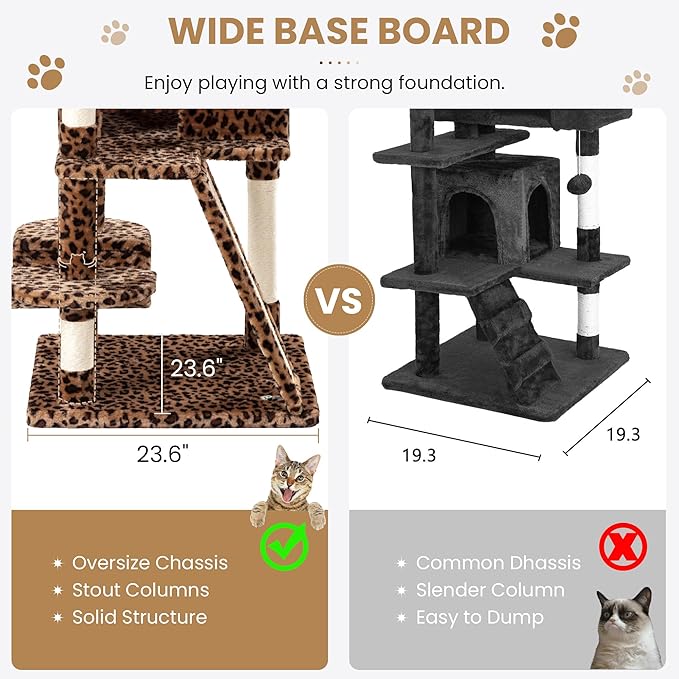 SHA CERLIN 65in Larger Cat Tree Tower Condo - Image 6