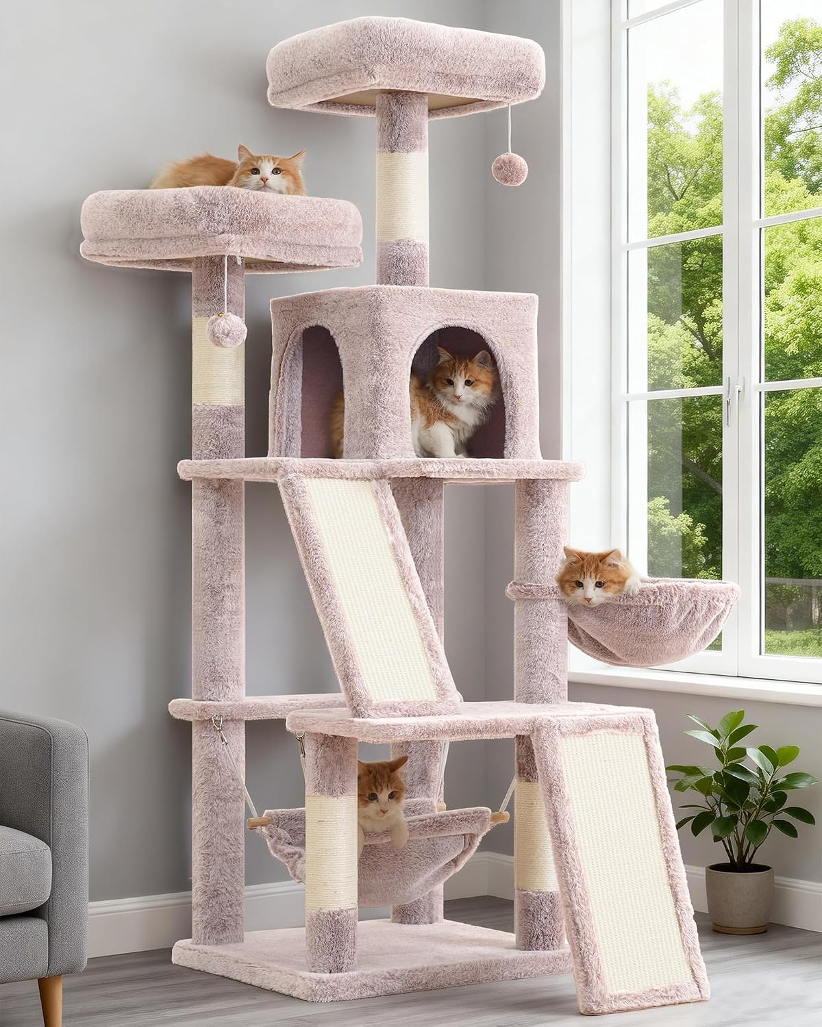 Gitelsnour Cat Tree Tower Multi-Level with 2 Scratching Boards, GCT022MU