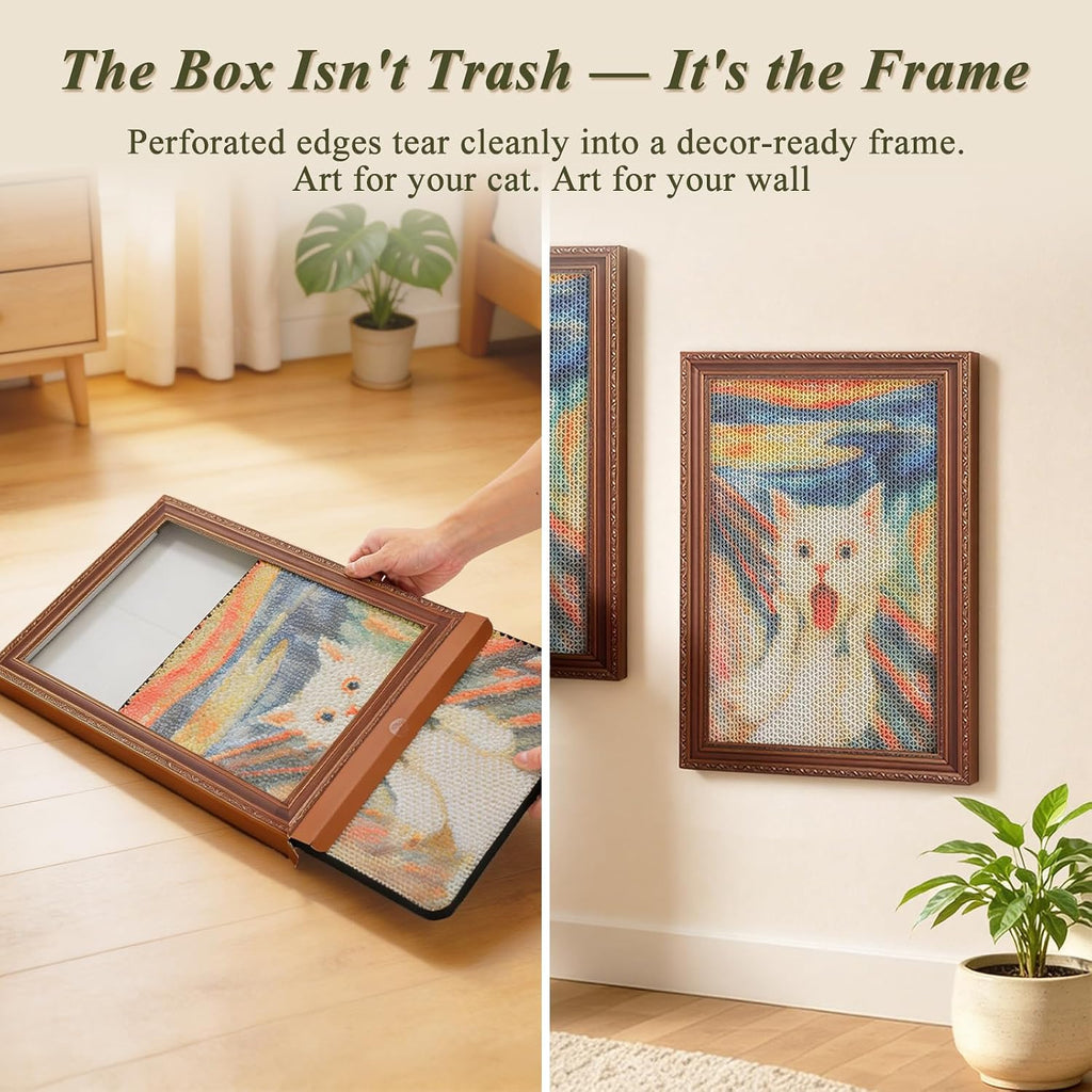PEQULTI Cardboard Cat Scratcher, Wall Mounted Art Cat Scratch Pad, 3 Pack