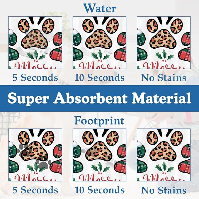 Dog Christmas Dog Food Mat–Christmas Stocking Absorbent Quick Dry Feeding - Image 3