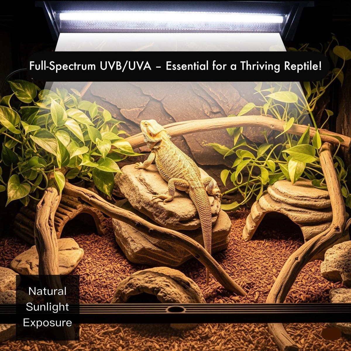 T5 HO UVB Reptile Light Bulbs – High-Output 24W 10.0UVB for Reptiles – Liner UVA UVB Light Ideal for Bearded Dragons, Strip UVB bar for Tortoise Tank Accessories, L=22''