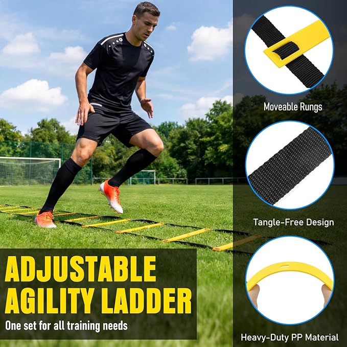 Agility Ladder, Soccer Football Training Equipment Set - 20ft Speed Ladder - Image 5