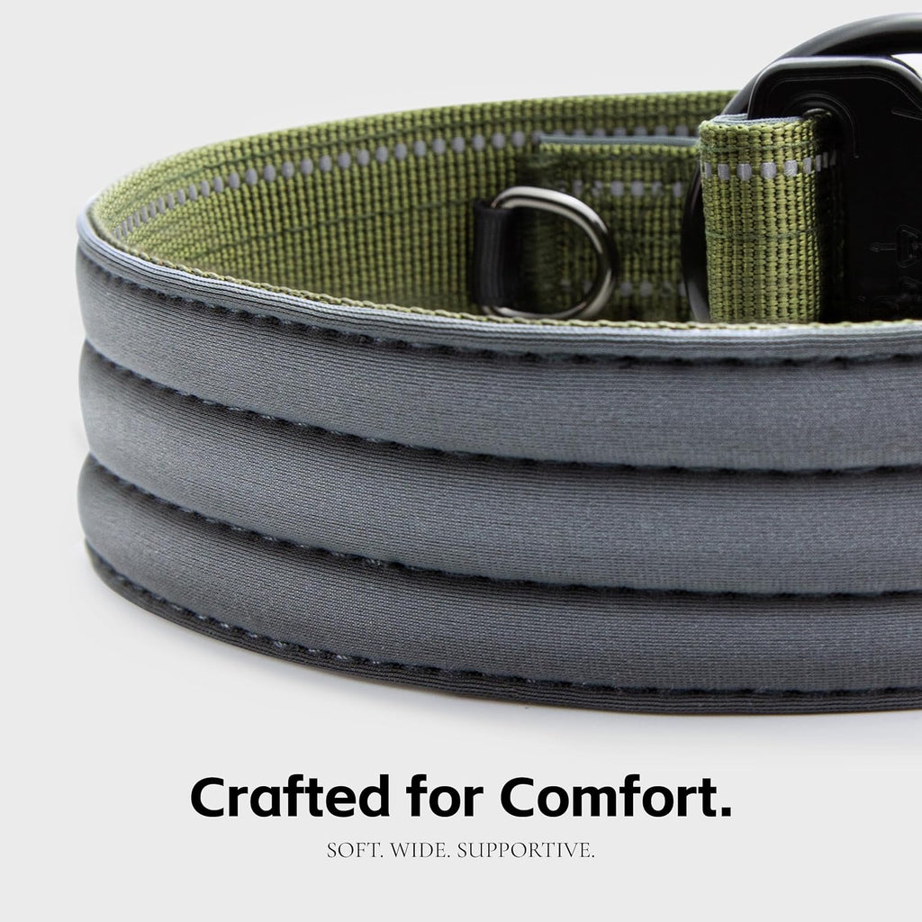 Tactical Dog Collar with Control Handle & AirTag Holder Green