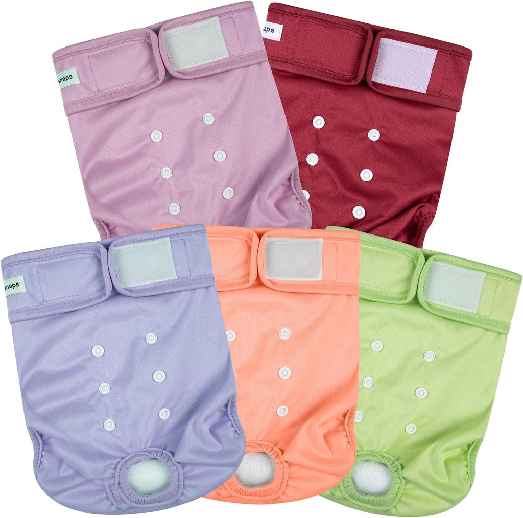 Dog Diapers Female 5 Pack - High Absorbent Diaper for Dog Incontinence - Reusable Diapers with Adjustable Hook & Loop for Doggie & Puppy in Heat,Pink Flowers L