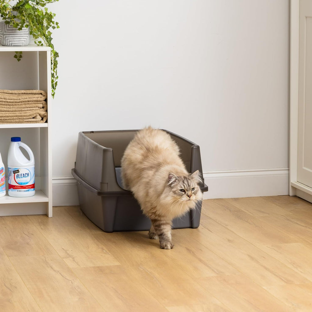 IRIS USA XX-Large High Sided Cat Litter Box, Scatter Shield, Gray