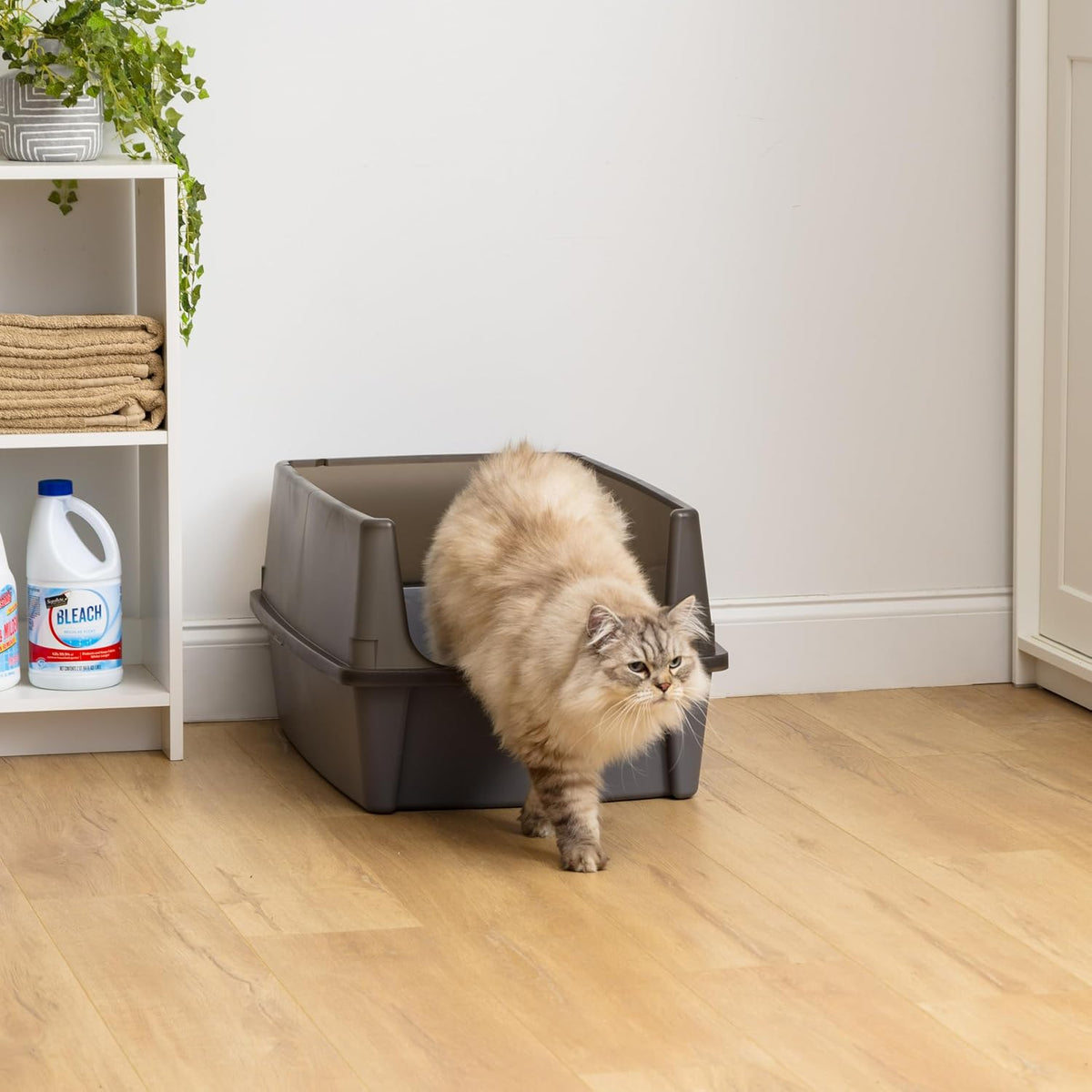 IRIS USA XX-Large High Sided Cat Litter Box, Scatter Shield, Gray
