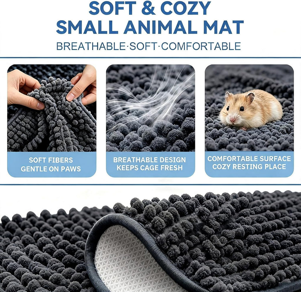4 Pcs Guinea Pig Cage Liner 12X12 Charcoal Gray Washable Fleece Pee Pads