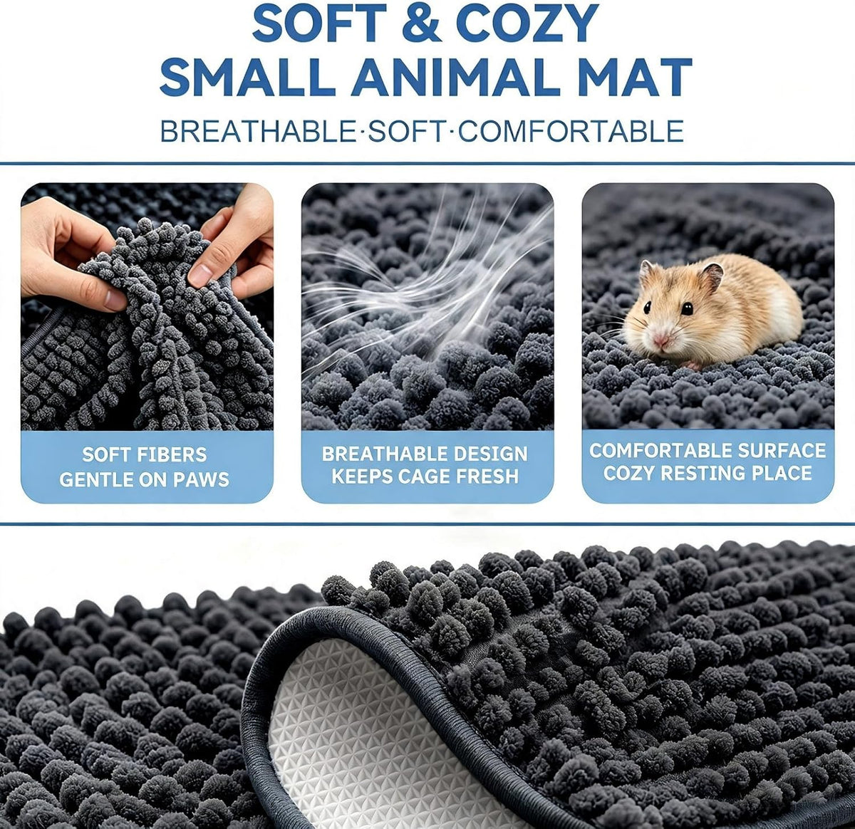 4 Pcs Guinea Pig Cage Liner 12X12 Charcoal Gray Washable Fleece Pee Pads