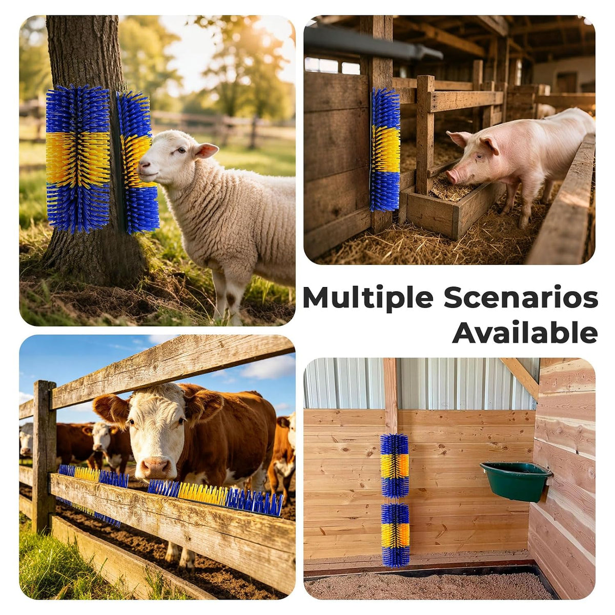 2 Packs Livestock Scratch Brush, Goats Brush Horse Scratching Post