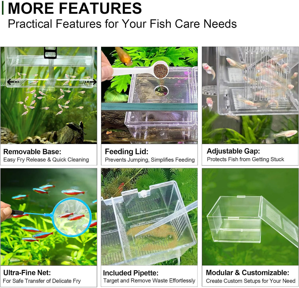 Triple-Chamber Fish Breeder Box for Fish Tank, Guppy Fry Nursery