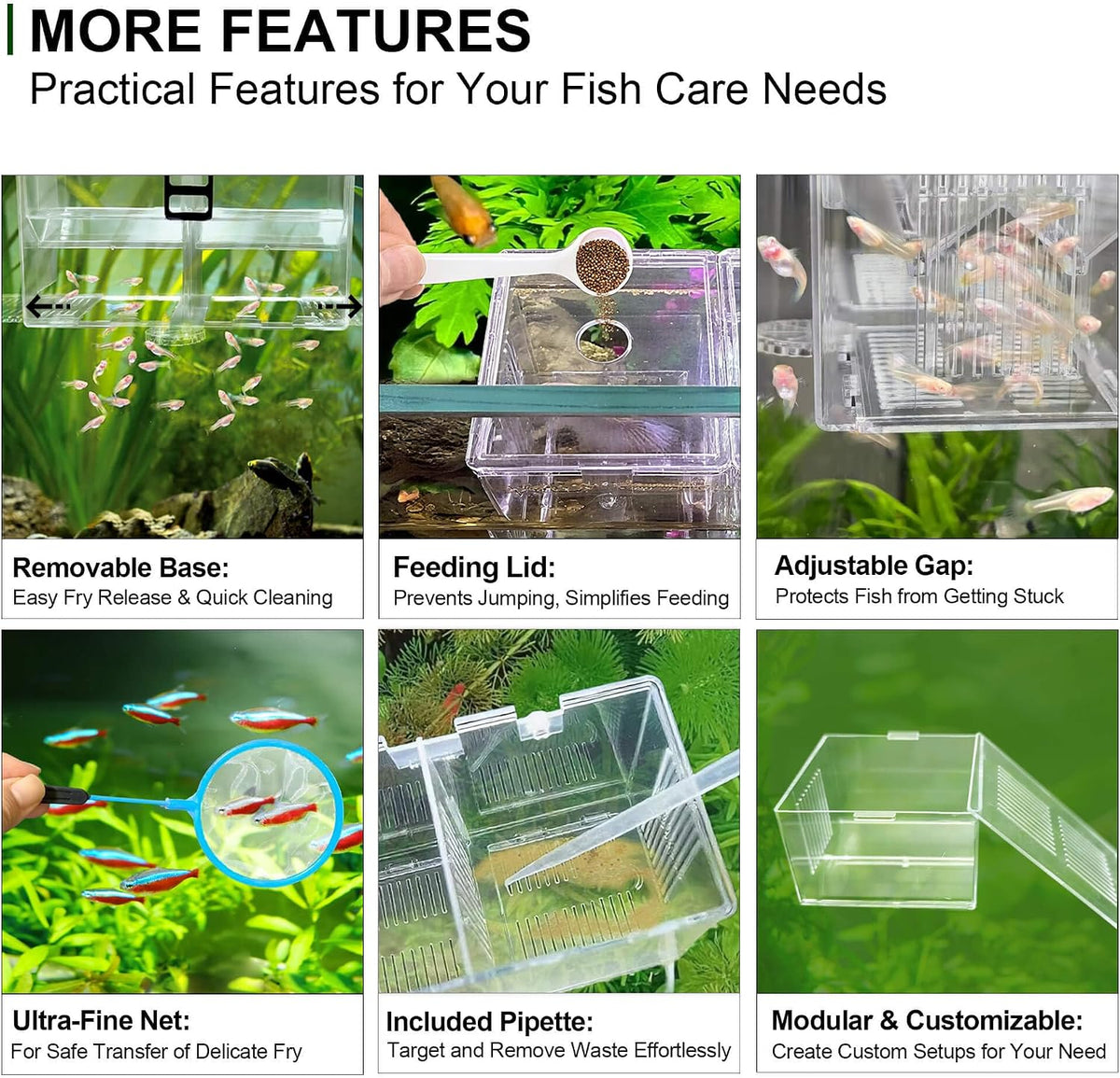 Triple-Chamber Fish Breeder Box for Fish Tank, Guppy Fry Nursery