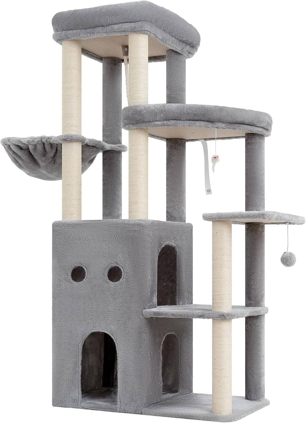 Heybly Cat Tree, 59.4" Secure Anti-Tip Cat Tower for Large Cats HCT055W