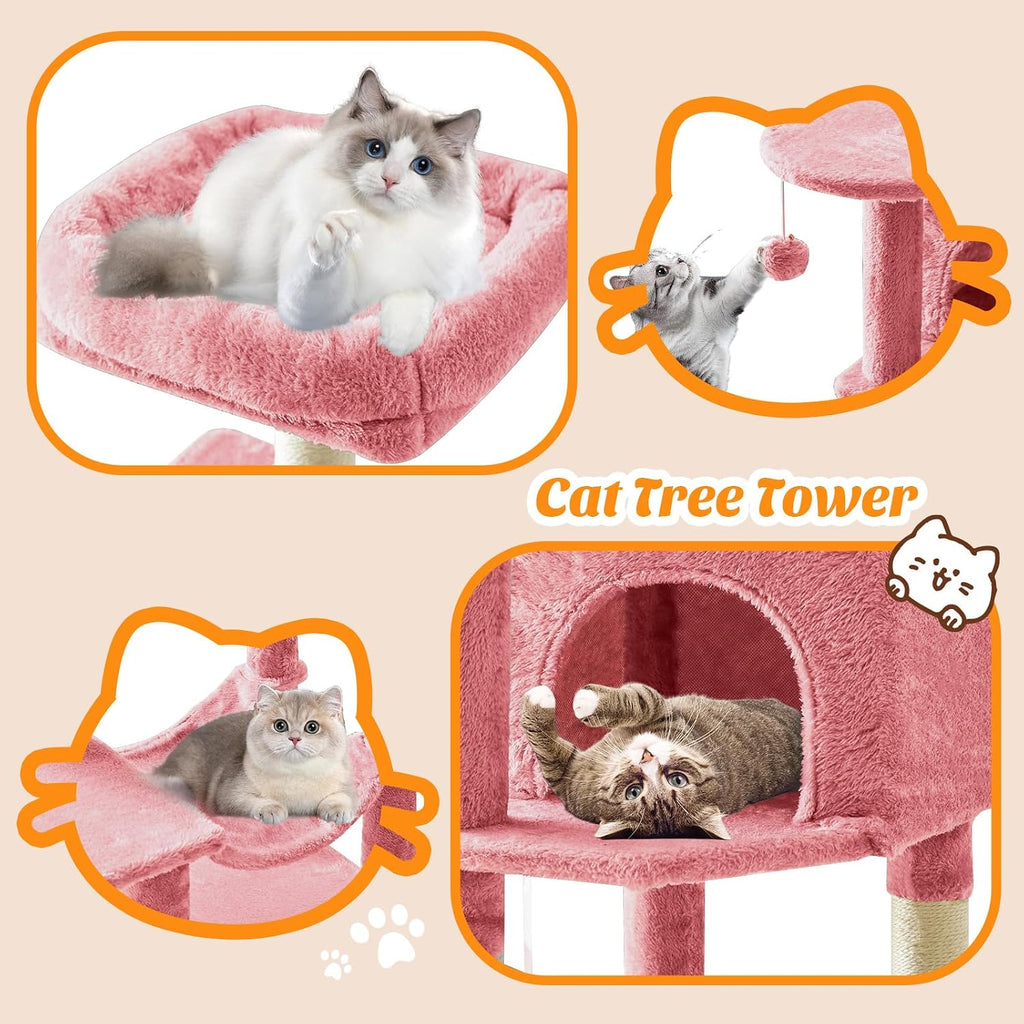 Sweetcrispy 44 Inch Cat Tree Tower for Indoor Cats and Kittens