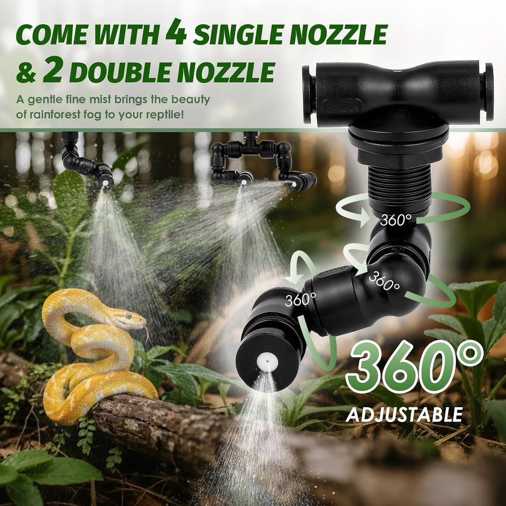 LANUEVA Reptile Humidifier Misting System with 6 Nozzles for Terrarium