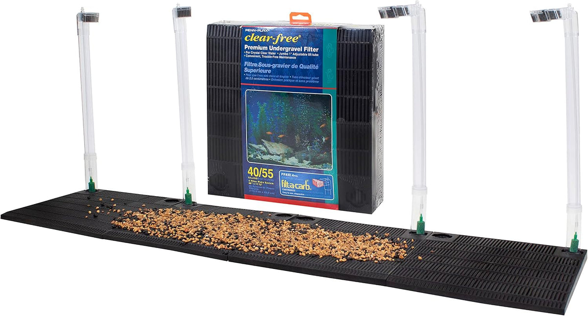 Penn-Plax Undergravel Aquarium Filter for 20 (Long) - 29 Gallon Tanks – Two 14” x 11.1” Plates – Under Gravel System for Clear, Clean Water – Safe for Freshwater and Saltwater Tanks