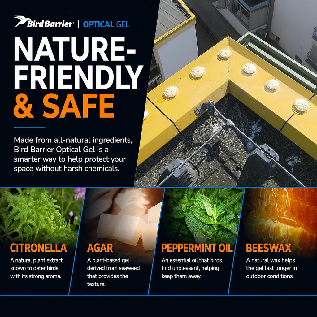 Bird Barrier Optical Gel 24 Pack | Natural Multisensory Bird Deterrent | Easy Installation | Discreet Appearance | Long-Lasting Solution | Repels Birds on Roofs, Beams Signs, Soffits, Ledges, and More