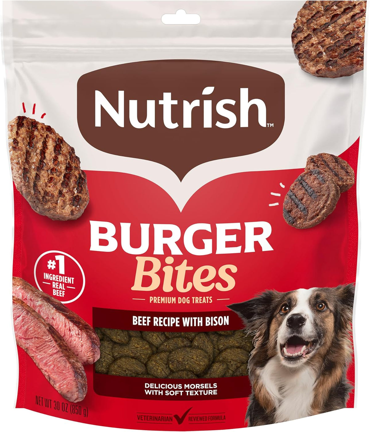 Nutrish Burger Bites Dog Treats, Beef Recipe, 5 oz. Pouch (Rachael Ray)