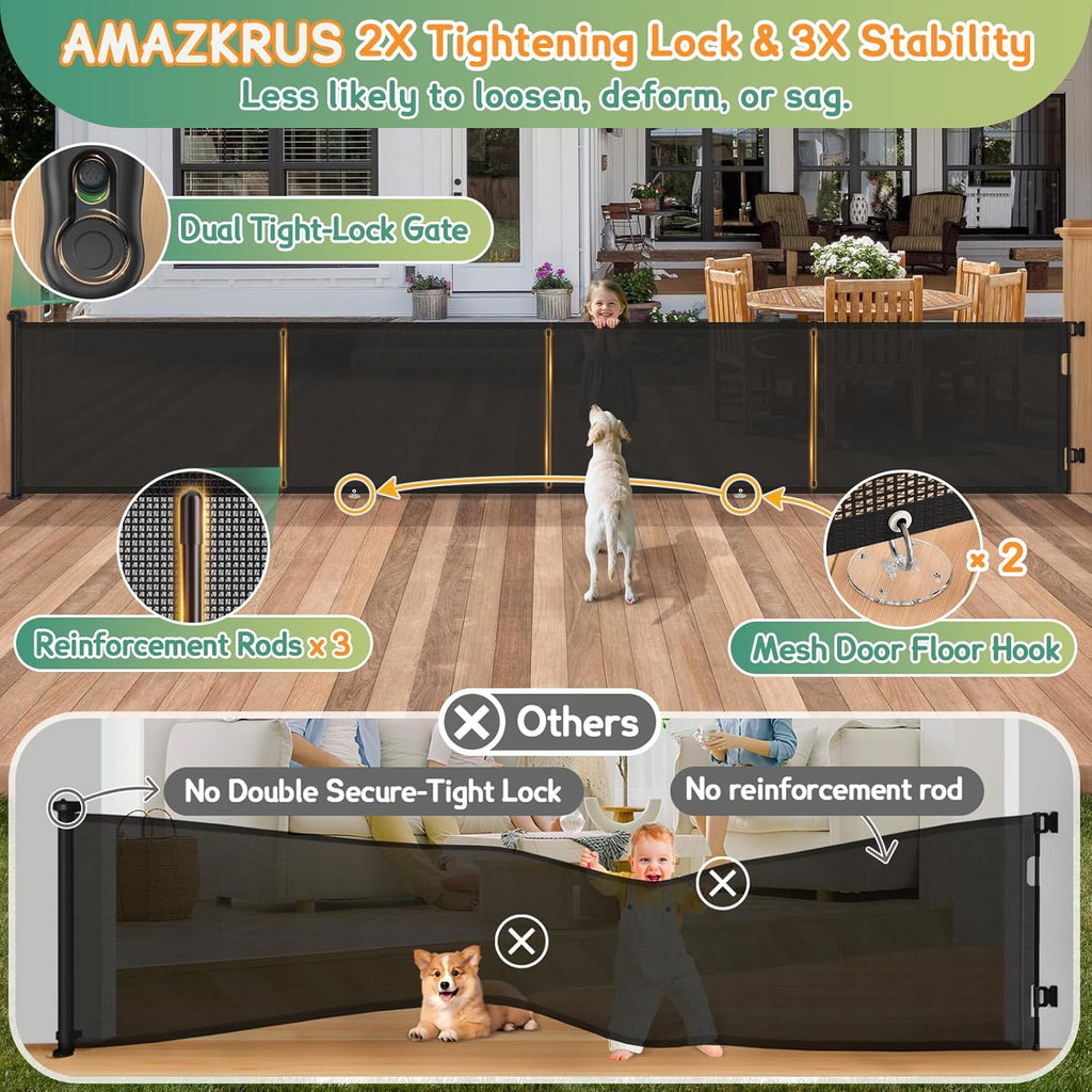 200'' Extra Wide Retractable Baby Gate, 37'' Tall Dog Gate Indoor Outdoor