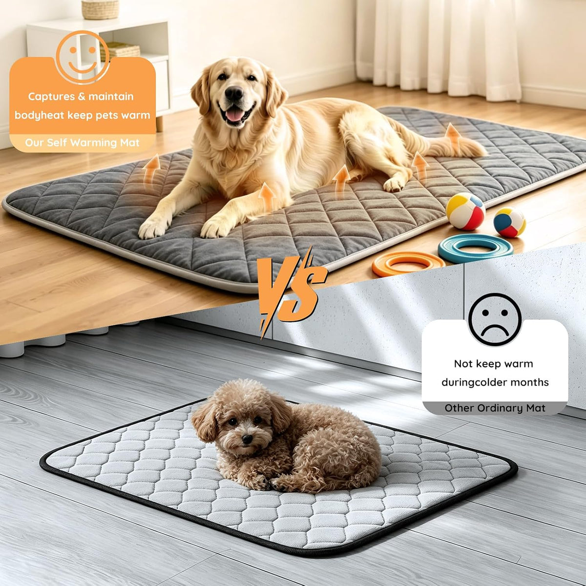 Mufico Self Warming Dog Bed Mats for Medium Large Pet, Grey, 28" X45"