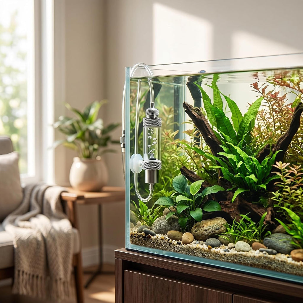 Zerodis CO2 Bubble Counter, 2 Types Single/Double Head Carbon Dioxide Bubble Counter Aquarium Diffuser Regulator Fish Supplies (Single Head)