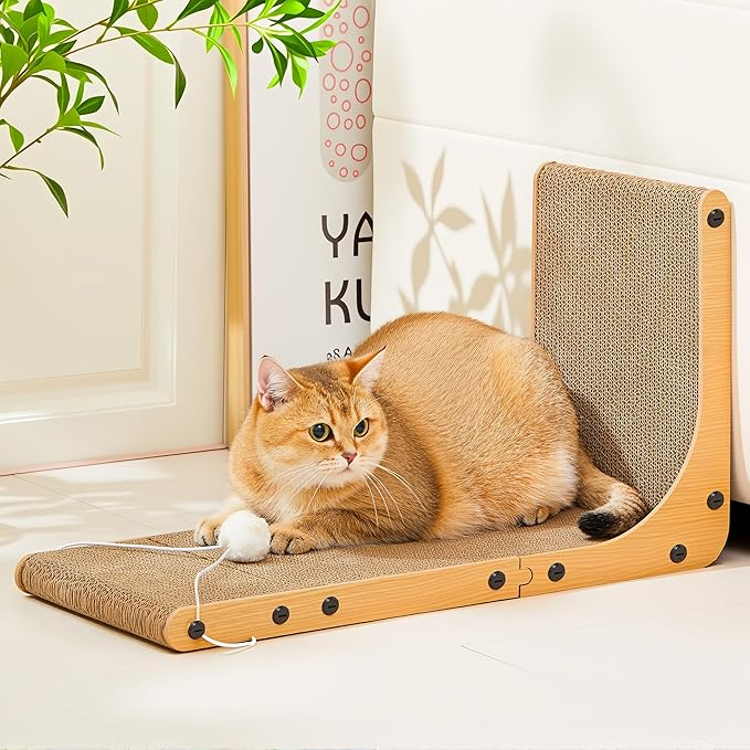 Value 2-Pack 23.6 Inch L-Shaped Cardboard Cat Scratcher, Dual Use Scratch Pad - Image 7