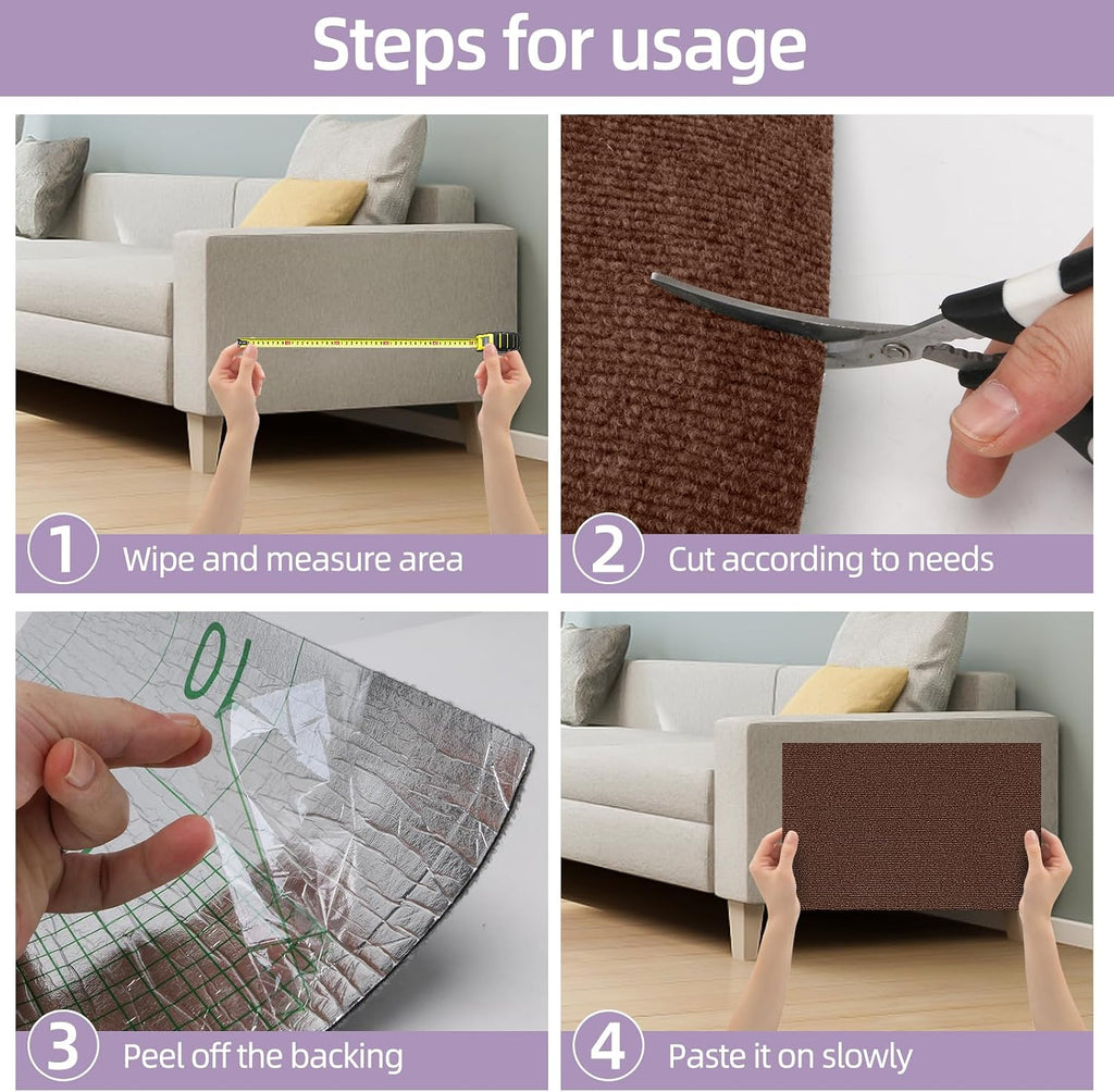 Cat Scratch Mat 120 "x15.8, Cat Scratch Sofa Furniture Protector, Trimmable Self-Adhesive Cat Scratch Pad for Decorating Cat Towers, DIY Cat Tree Shelf, Walls and Climbing Frames (Brown)