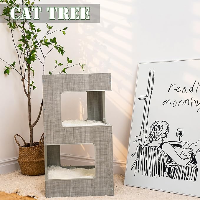ACH Modern Cat Furniture Cat Tree Spacious Perch Multi-Level Cat Tower - Image 4