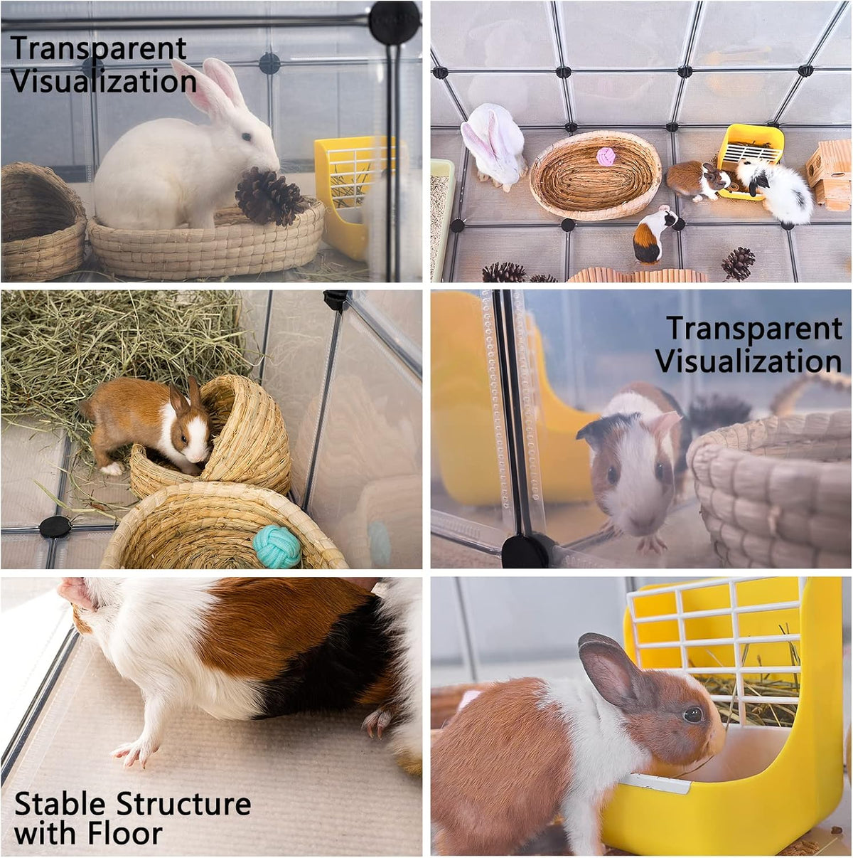 DINMO 38 Panels Bunny Playpen with Floor, Plastic, 61.2"L x 24.8"W x 24.8"H
