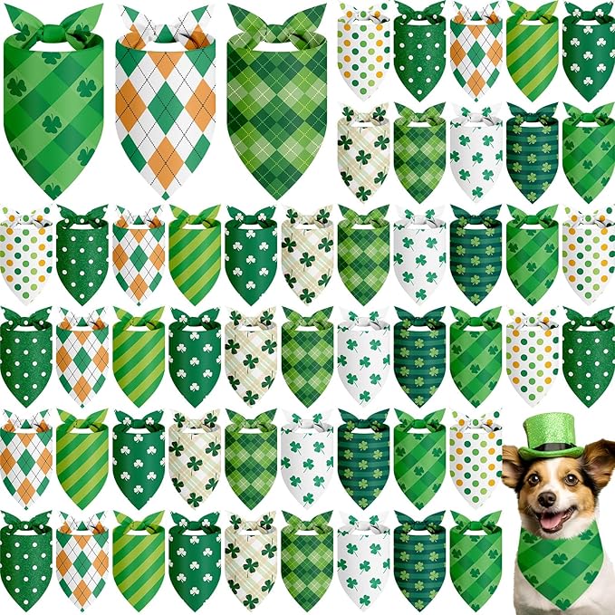 Weewooday 50 Pcs St Patricks Day Bandanas Bulk by Weewooday