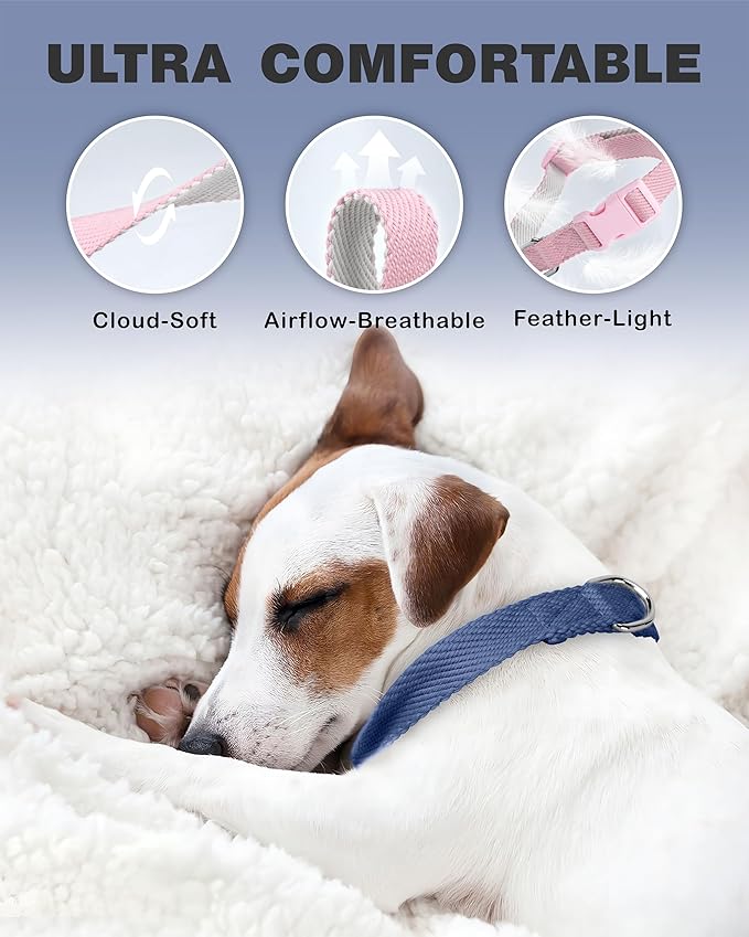 Dynmeow Soft and Breathable Cotton Dog Collar, Durable Adjustable Heavy-Duty - Image 3