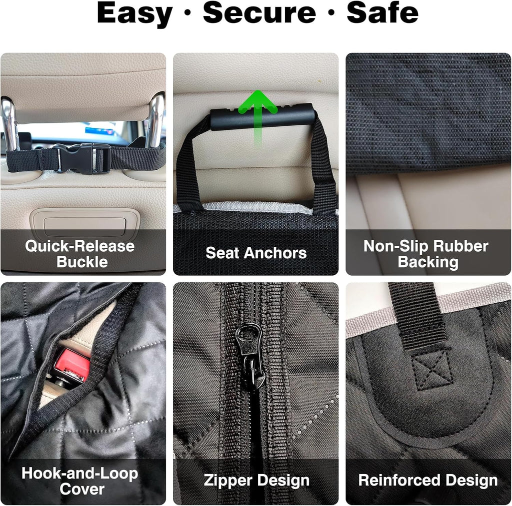 PetJoy Dog Car Seat Cover – 600D Heavy Duty Waterproof & Scratch-Resistant, Non-Slip Rear Seat Protector for Dogs, Fits SUVs, Trucks, Cars
