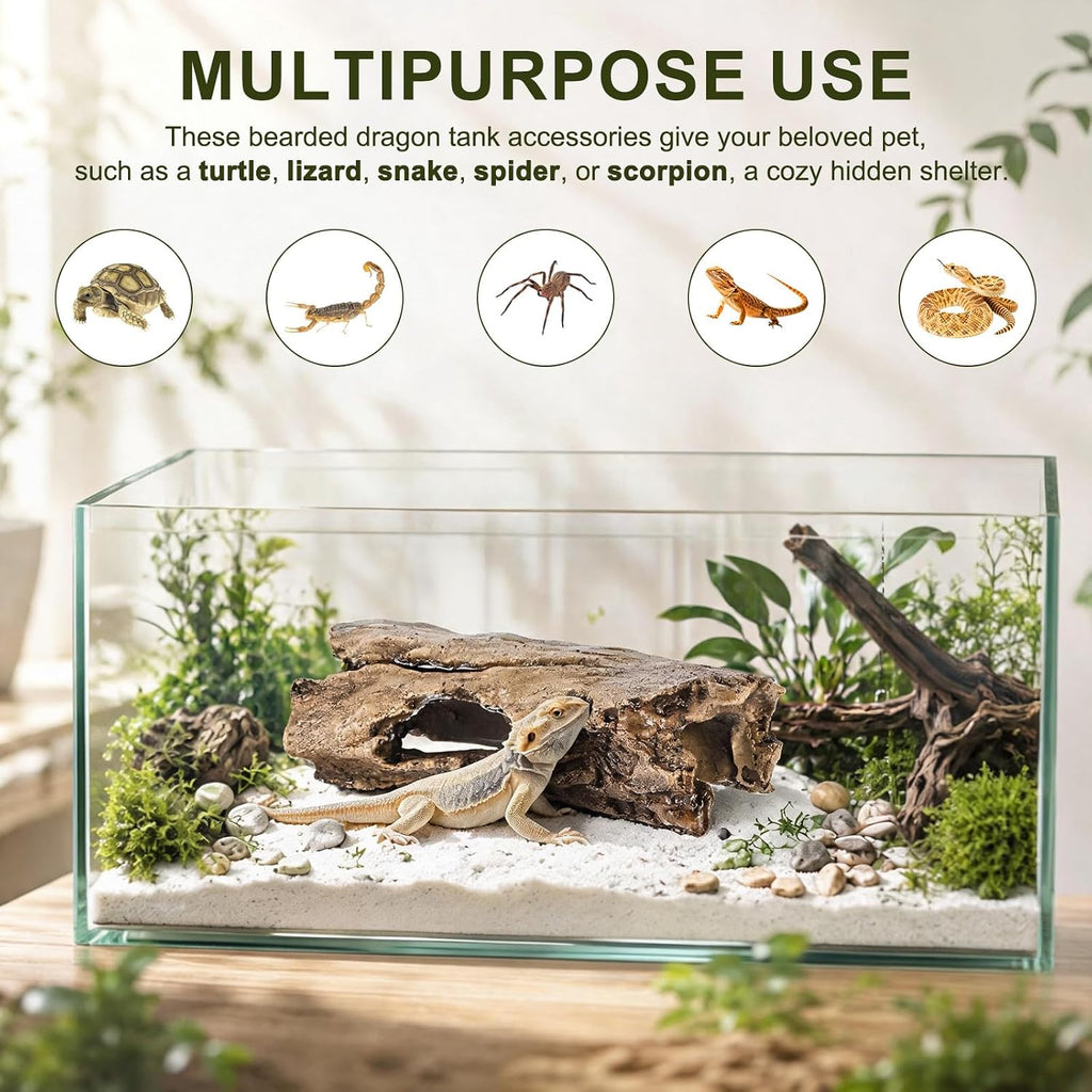 M METERXITY 1-Pack Reptile Hide Basking Platform, Cement, Small, Brown