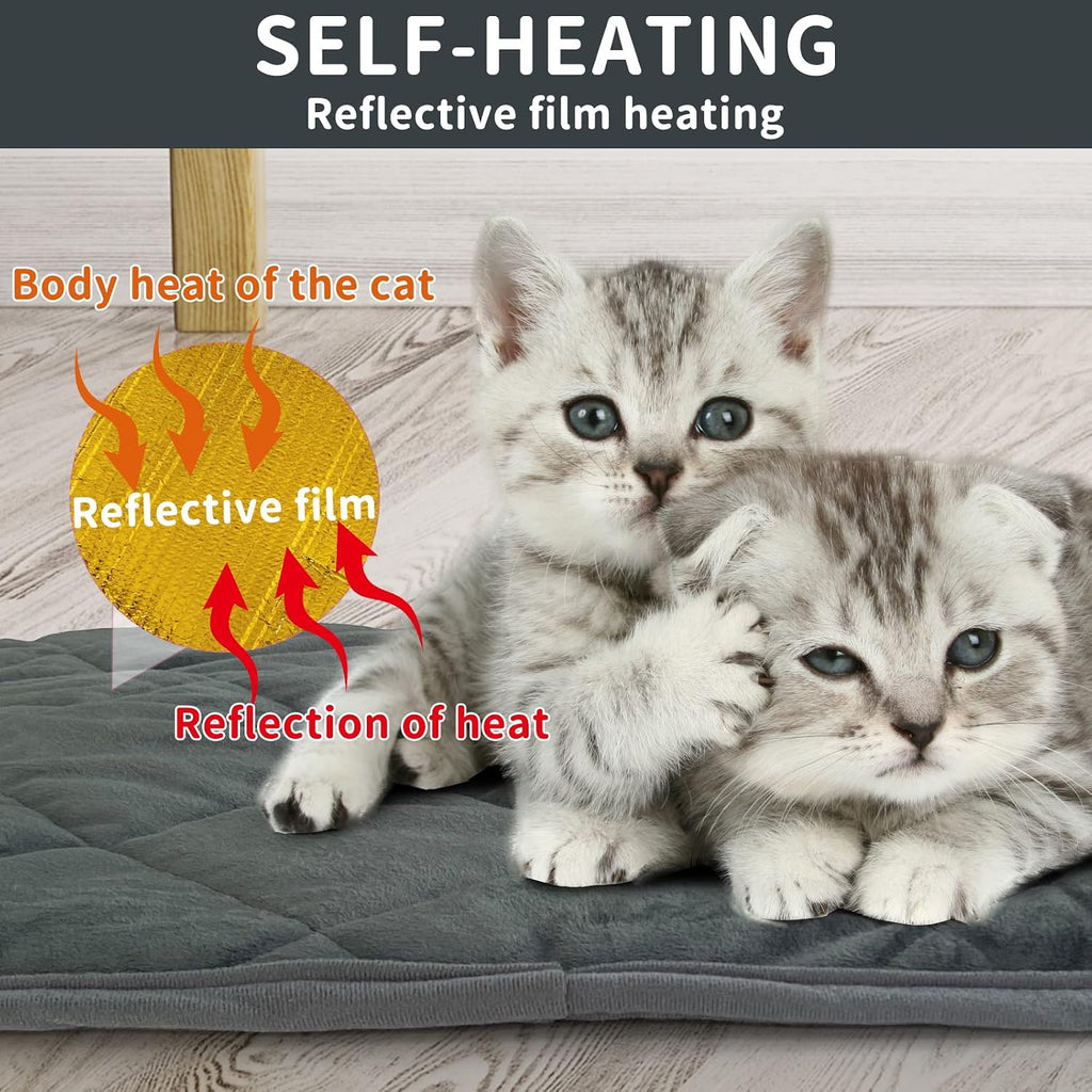 Self-Warming Cat Bed Indoor/Outdoor Super Soft Self Heating Pet Mat Washable Thermal Pad for Cat & Dog 21x15.7 inch