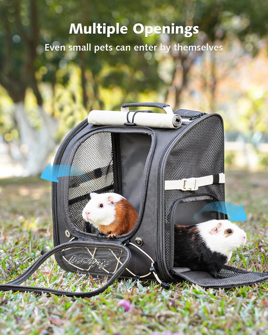 Pecute Small Animal Carrier Guinea Pig Backpack,with Bubble Window,Gray