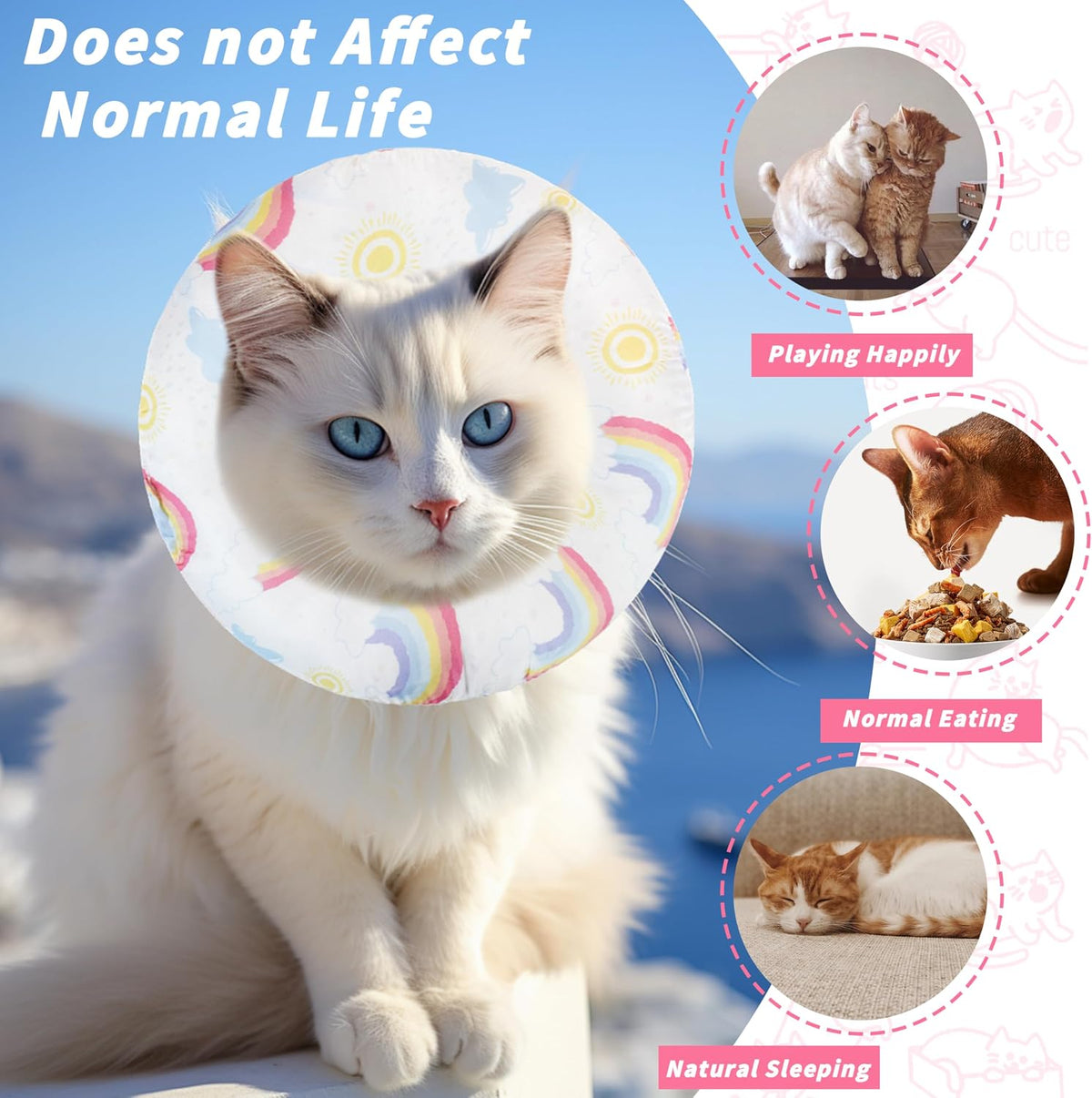 Soft Cat Cone Collar, Cute Cats Recovery Collar Suitable for Cats