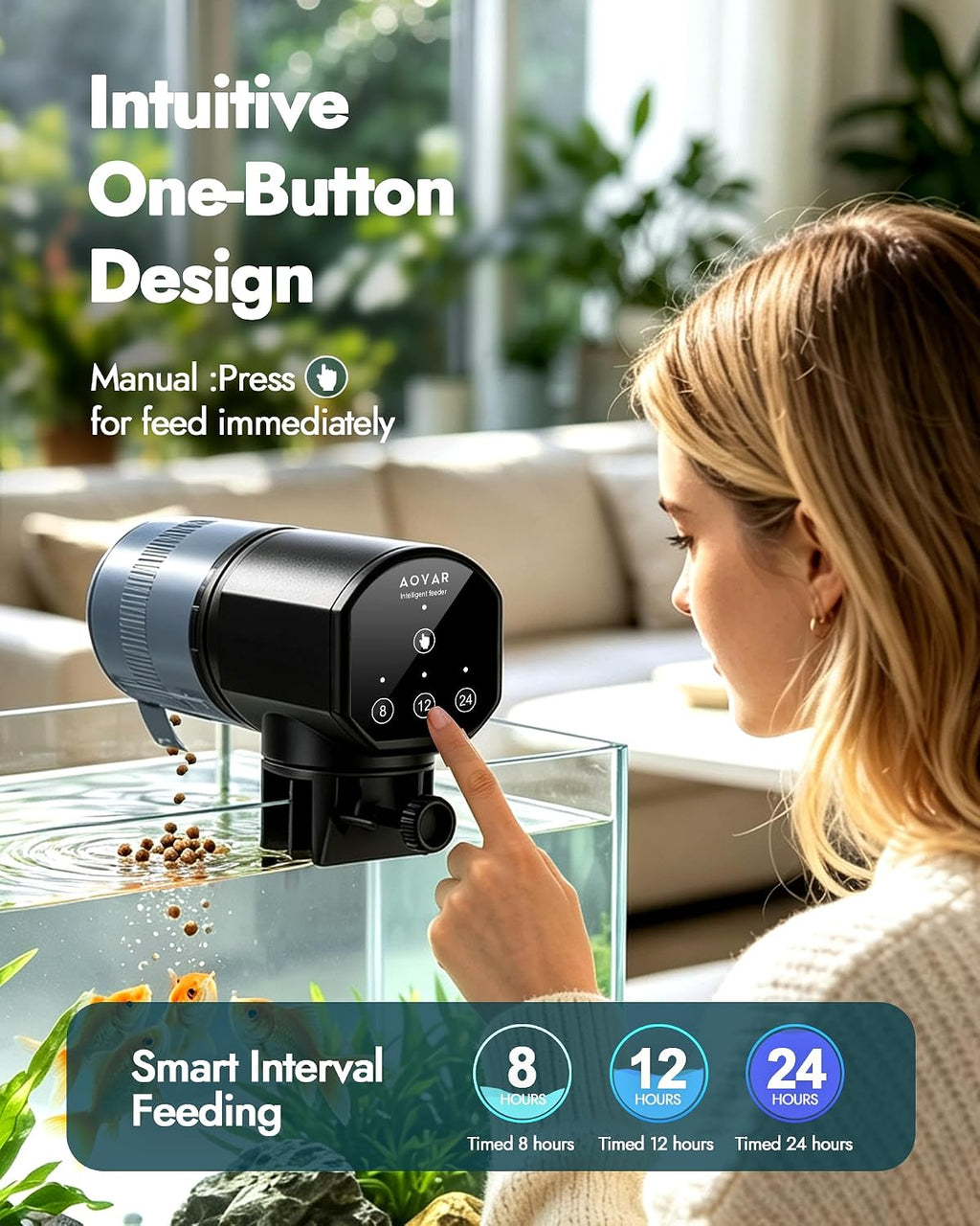 Automatic Fish Feeder Dispenser for Aquarium: 200ml Large Capacity Auto Feeders for Small Tank Turtle Betta Koi - Battery Food Feeding Timer for Flakes Pellet Vacation Weekend Day