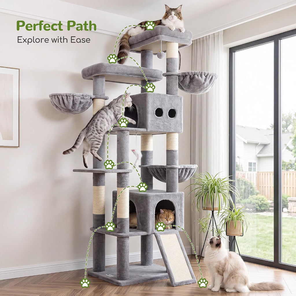 Globlazer 83in Extra Large Maine Coon Cat Tree, F83J, Light Grey