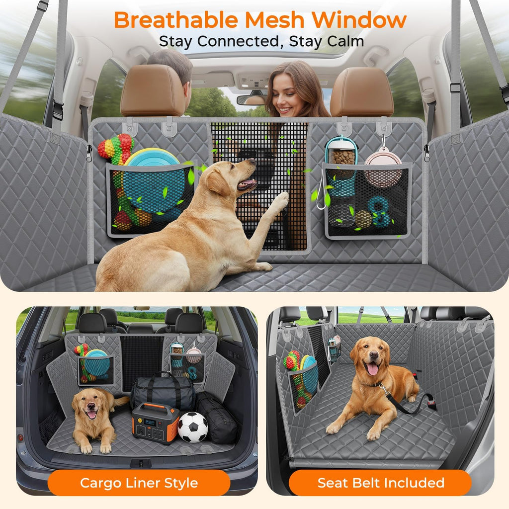 URPOWER Back Seat Extender for Dogs, Large Hard Bottom Dog Car Seat Cover