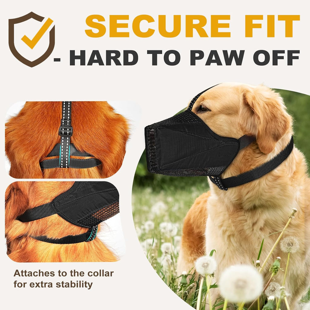Dog Muzzle, Adjustable Soft Mesh Muzzle Anti-Biting, Chewing, Scavenging