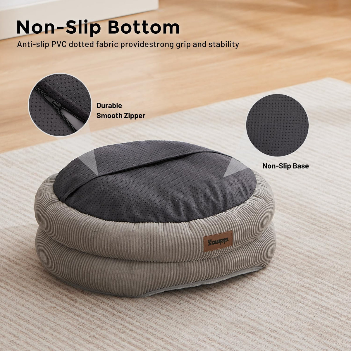 ZOMISlA Heated Cat Bed for Indoor Cats, 25 Timer & 11 Temp Adjustable, Grey